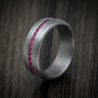 Tantalum Band With Satin Finish And Rubies Custom Made Men's Ring