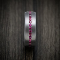 Tantalum Band With Satin Finish And Rubies Custom Made Men's Ring