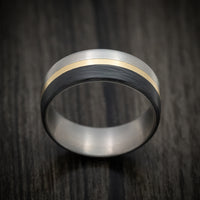 Titanium Carbon Fiber and 14K Gold Men's Ring Custom Made Band