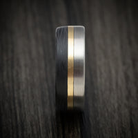 Titanium Carbon Fiber and 14K Gold Men's Ring Custom Made Band