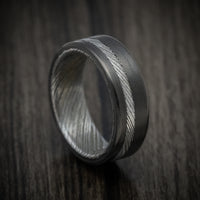 Kuro Damascus Steel and Carbon Fiber Men's Ring Custom Made Band
