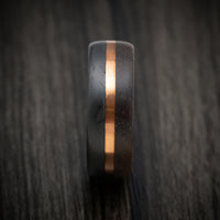 Carbon Fiber Men's Ring with Wood and 14K Gold Inlay Custom Made Band