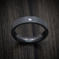 Black Zirconium and Diamond Men's Ring Custom Made Band