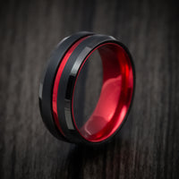 Tungsten and Anodized Sleeve and Inlay Custom Made Men's Ring