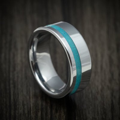 Tungsten Men's Ring With Opal Inlay Band