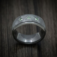 Black Zirconium and Green Diamond Men's Ring Custom Made Band