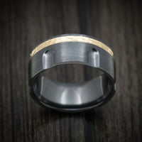 Black Zirconium Revolver Men's Ring with 14K Gold Inlay Custom Made Band
