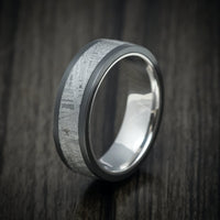 Black Titanium Men's Ring with Meteorite Inlay and Cobalt Chrome Sleeve