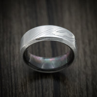 Damascus Steel and Black Mother of Pearl Men's Ring Custom Made Band
