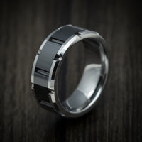 Tungsten Two-Tone Grooved Men's Ring or Wedding Band