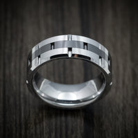 Tungsten Two-Tone Grooved Men's Ring or Wedding Band