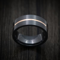 Black Zirconium Men's Ring with Gold Inlay Custom Made Band