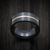 Black Titanium Men's Ring with Gold Inlay Custom Made Band