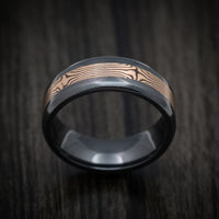 Black Zirconium Men's Ring with Mokume Gane Inlay Custom Made Band