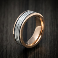 Two-Tone 14K Gold Men's Ring with Cerakote Grooves Custom Made Band