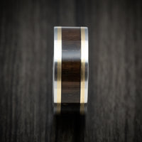 Cobalt Chrome Men's Ring with 14K Gold and Hardwood Inlays Custom Made Band