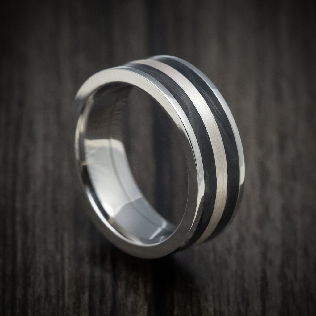 The Thin Red Line | Men's Titanium Wedding Band with Whiskey Barrel & –  Rustic and Main