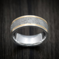 Cobalt Chrome Men's Ring with 14K Gold and Meteorite Inlays Custom Made Band