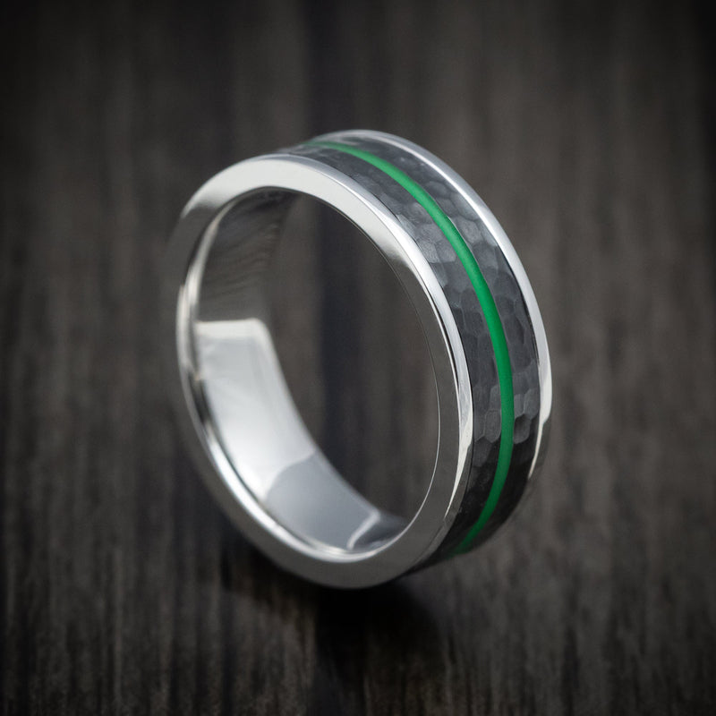 Cobalt Chrome Men's Ring with Black Titanium and Cerakote Inlays Custom Made Band