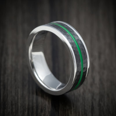 Cobalt Chrome Men's Ring with Black Zirconium and Cerakote Inlays Custom Made Band