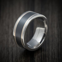 Cobalt Chrome Men's Ring with Silver and Black Zirconium Inlays Custom Made Band