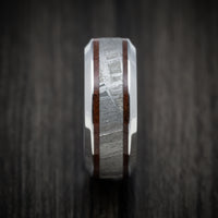 Cobalt Chrome Men's Ring with Dinosaur Bone and Meteorite Inlays Custom Made Band