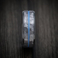 Black Zirconium Men's Ring with Tantalum and Cerakote Inlays Custom Made Band