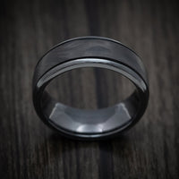 Black Titanium Men's Ring with Forged Carbon Fiber and Cerakote Inlays Custom Made Band