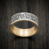 14K Gold And Tantalum Basketweave Texture Men's Ring