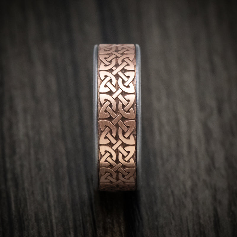 Tantalum Men's Ring With 14K Gold Celtic Knot Pattern Inlay