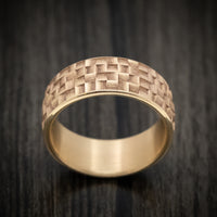 14K Gold Basketweave Texture Men's Ring