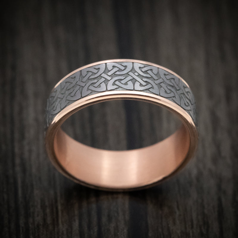 14K Gold And Tantalum Celtic Knot Pattern Men's Ring