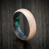 14K Gold Men's Ring with Abalone Sleeve Custom Made Band