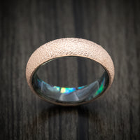 14K Gold Men's Ring with Abalone Sleeve Custom Made Band