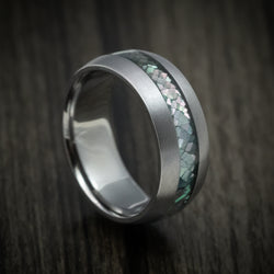 Tantalum Men's Ring with Black Mother of Pearl Inlay Custom Made Band