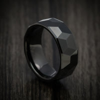 Black Tungsten Carbide Geometric Men's Ring Custom Made Band