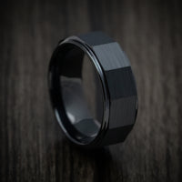 Black Tungsten Carbide Geometric Men’s Ring Custom Made Band