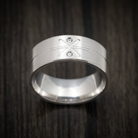 14K White Gold Men's Ring with Diamonds Custom Made Band