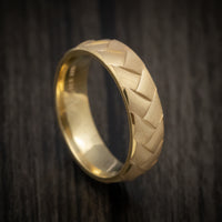 14K Yellow Gold Men's Ring Weave Pattern Band