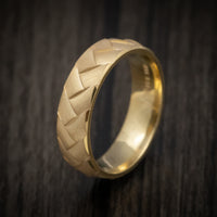 14K Yellow Gold Men's Ring Weave Pattern Band