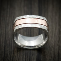 Titanium Square Men's Ring with 14K Gold Inlay and Cerakote Accent Custom Made Band