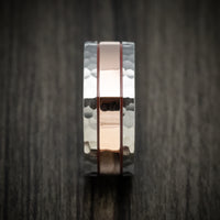 Titanium Square Men's Ring with 14K Gold Inlay and Cerakote Accent Custom Made Band