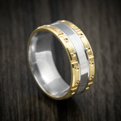 14K Two-Tone Yellow and White Gold Men's Ring Custom Made Band