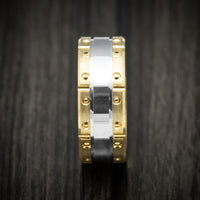 14K Two-Tone Yellow and White Gold Men's Ring Custom Made Band