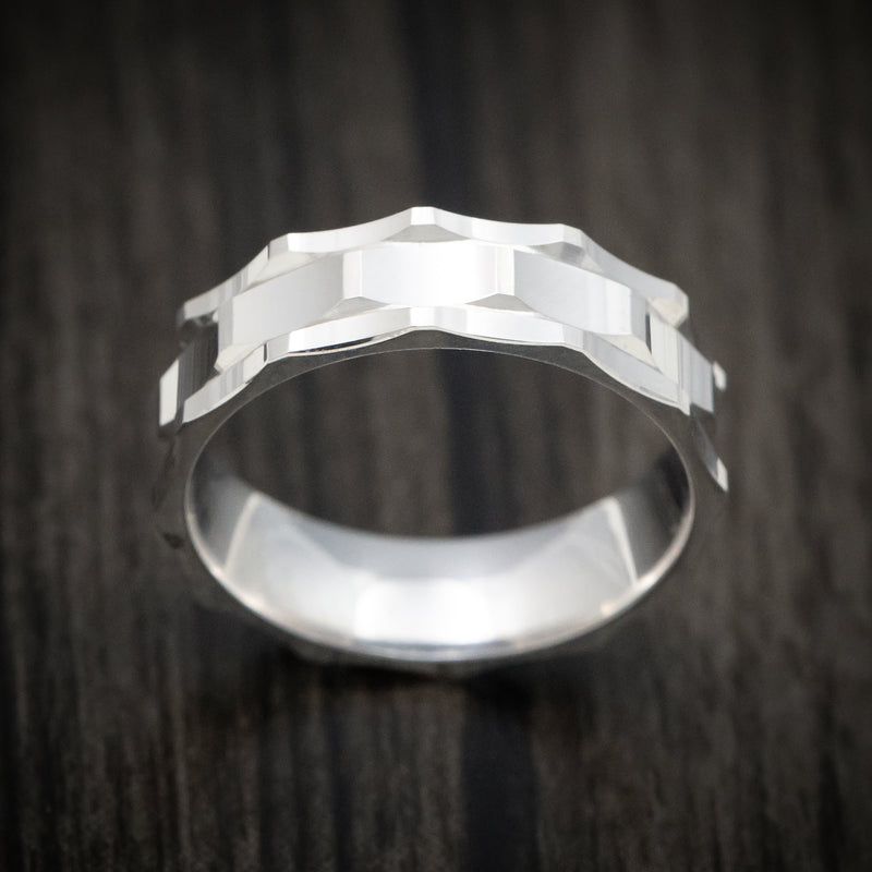 14K White Gold Men's Ring Custom Made Wedding Band