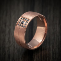 14K Rose Gold and Black Diamond Men's Ring Custom Band