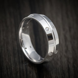 14K White Gold and Diamond Men's Wedding Band Custom Made Ring