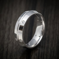 14K White Gold and Diamond Men's Wedding Band Custom Made Ring