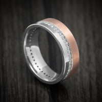 14K Two-Tone White and Rose Gold Men's Ring with Diamonds Custom Wedding Band