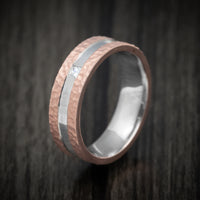 14K Two-Tone White and Rose Gold Men's Ring with Diamond Custom Wedding Band